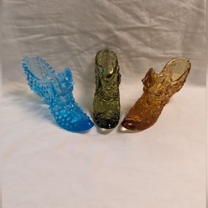 John E Kemple cat head glass slippers